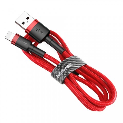 Baseus Καλώδιο Φόρτισης USB-A σε Lightning 2,4A QC 3.0 Cafule Braided 1m Κόκκινο CALKLF-B09