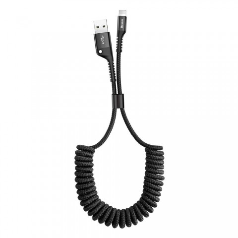 Baseus Καλώδιο Φόρτισης USB-A σε Lightning 2A Fish Eye Braided/Spiral Μαύρο 1m CALSR-01